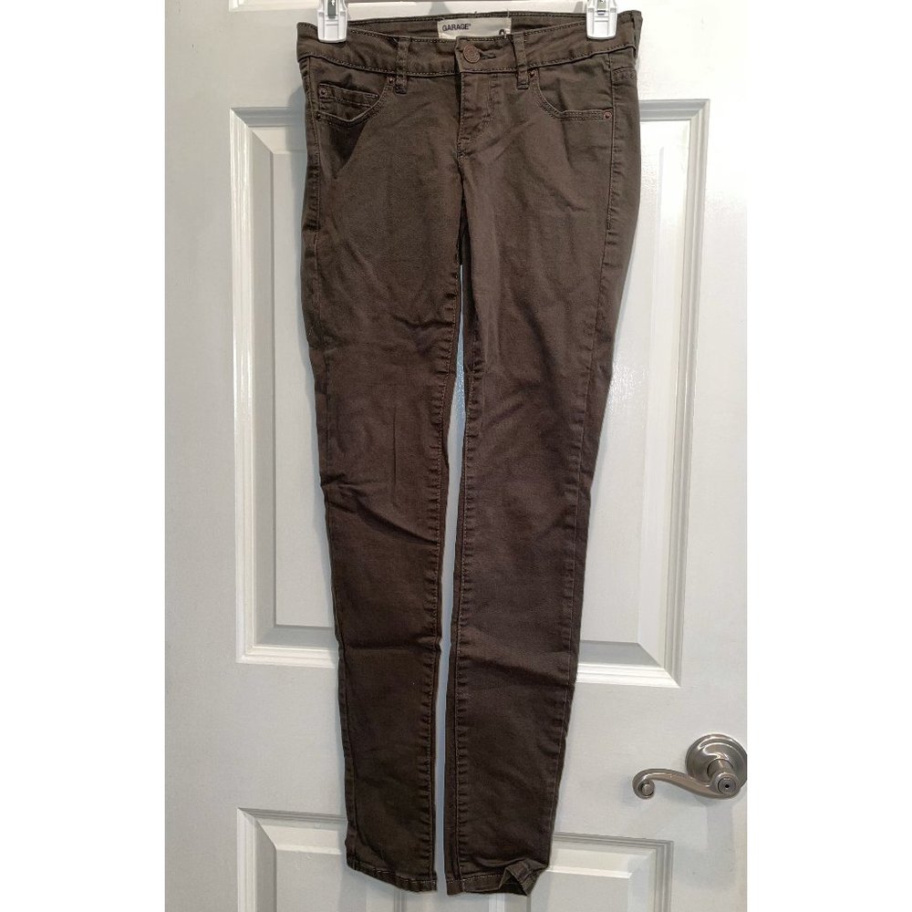 Navy green jeans.
